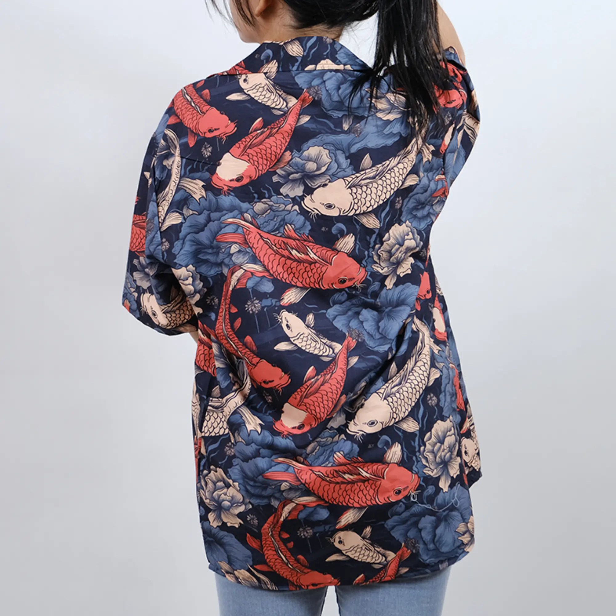 Baju KEMEJA KEKINIAN PRIA WANITA DOWEAR KOI FLOWER 127 Printing