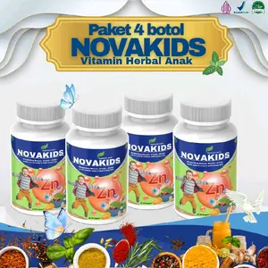 paket 4 botol Novakids – Suplemen Anak Zinc Herbals | Nafsu Makan, Daya Tahan Tubuh, Tumbuh Kembang