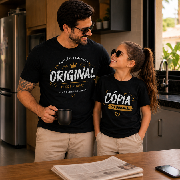 Kit Camiseta Tal Pai Tal  Filha Cópia Do Original Presente Criativo Divertido Dia dos Pais
