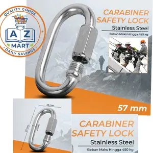 Carabiner Safety Lock Stainless Steel 57mm - XD-8619 payload capacity 450kg