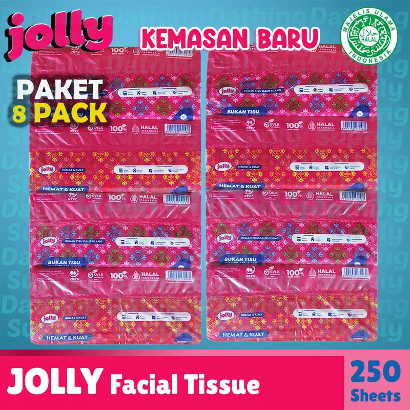 ( PAKET 8 PCS ) Tissue Jolly Facial 250 Sheet by Paseo / Tisu Wajah Berkualitas Harga Terjangkau 3