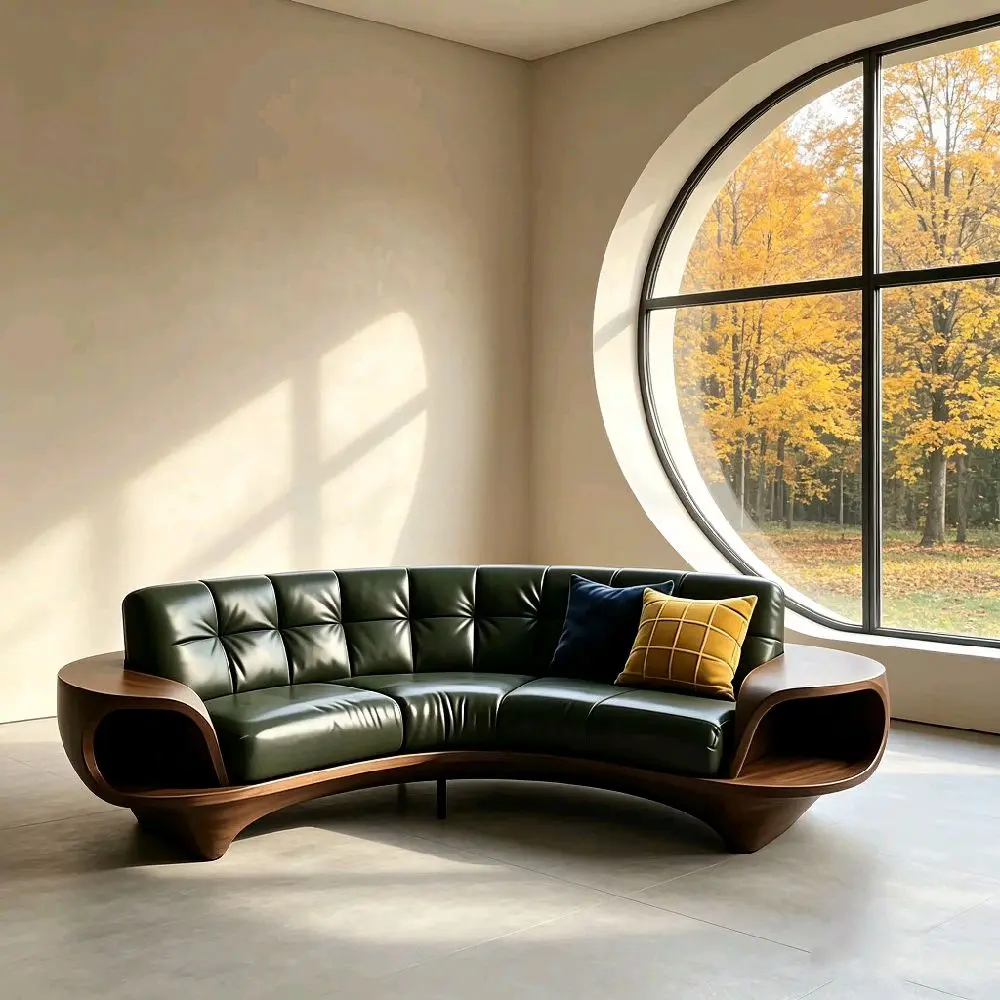 Kursi Sofa Mewah Model Lengkungan dengan Desain Elegan dan Nyaman untuk Ruang Tamu Anda