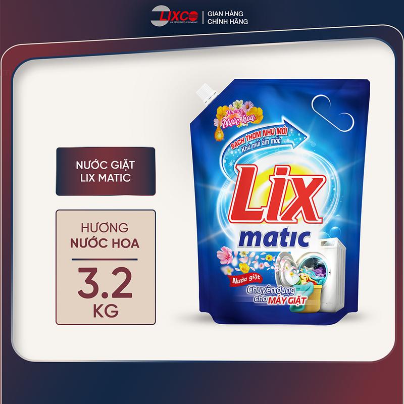  Nước giặt Lix Matic 3.2kg hương nước hoa túi NGM04 dành cho máy giặt cửa trước 