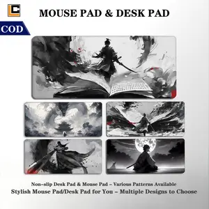 Black and white series Mouse pad Slip-Resistant DeskMat Custom Besar Lebar Gaming Mousepad Karet Anime Cartoon Aesthetic 80x30cm 26x21cm.anime 3d