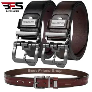 Belt Pria Robot Premium Ikat Pinggang Pria aksesoris pria Gesper Pria Anti Karat Sabuk Pria keren Kepala Robot Coklat Hitam Kulit Silver