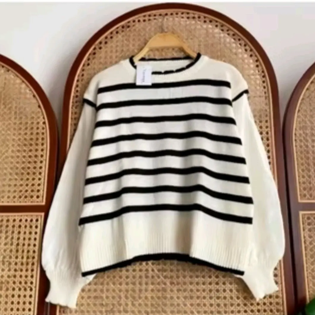 RRC Atasan Rajut Wanita Lengan Balon  Baju Rajut Kekinian Knitwear Top Sweater Panjang Dewasa Crop