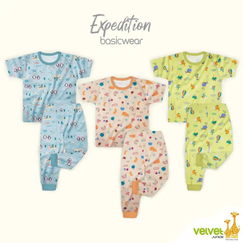 3 STEL velvet junior baju PENDEK celana PENDEK size S M L LB XL XXL Setelan Fashion 2