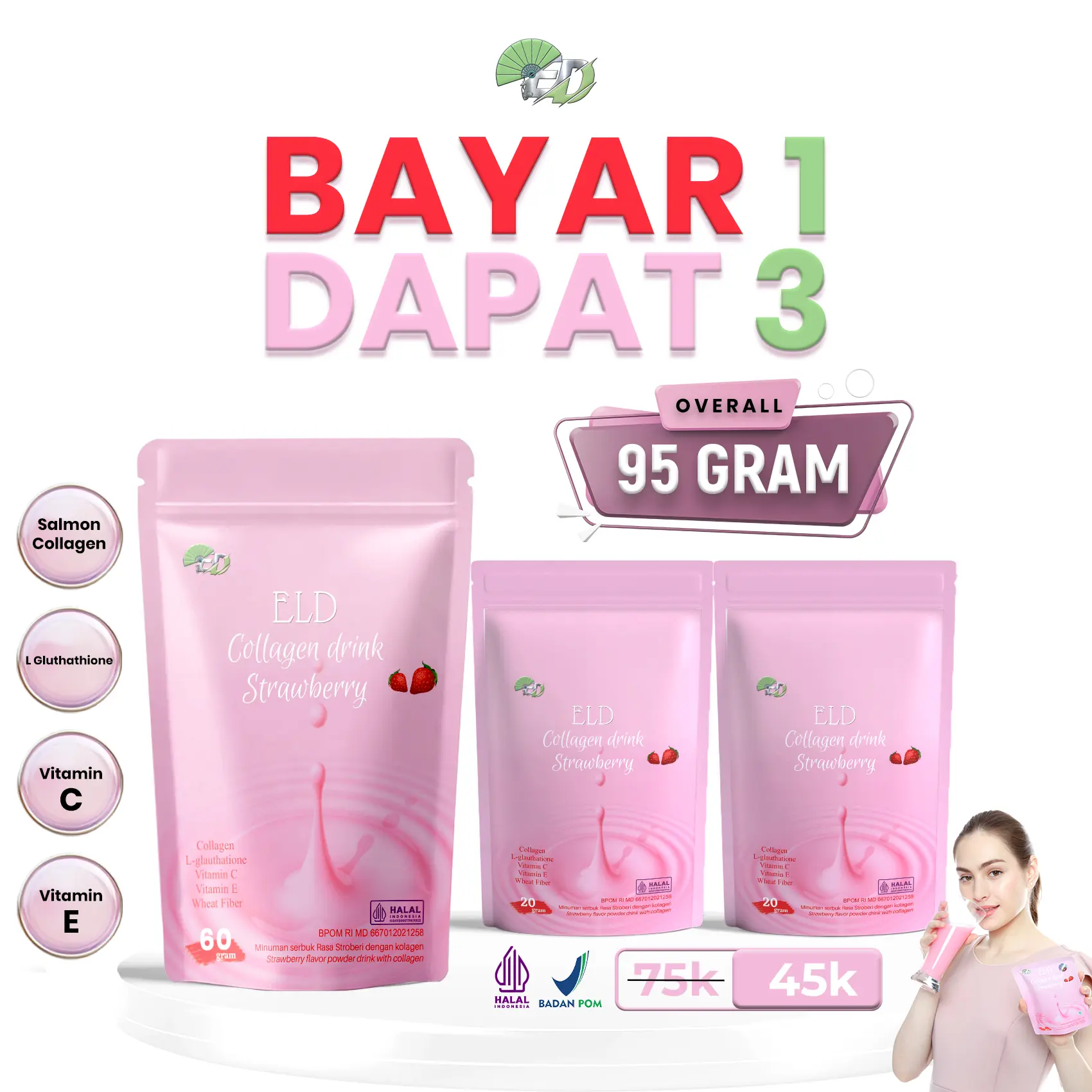 BAYAR 1 DAPAT 3 ELD Collagen Drink || LGLUTHATIONE || SALMON KOLAGEN || ANTI AGING || SUPPLEMENT  BEAUTY