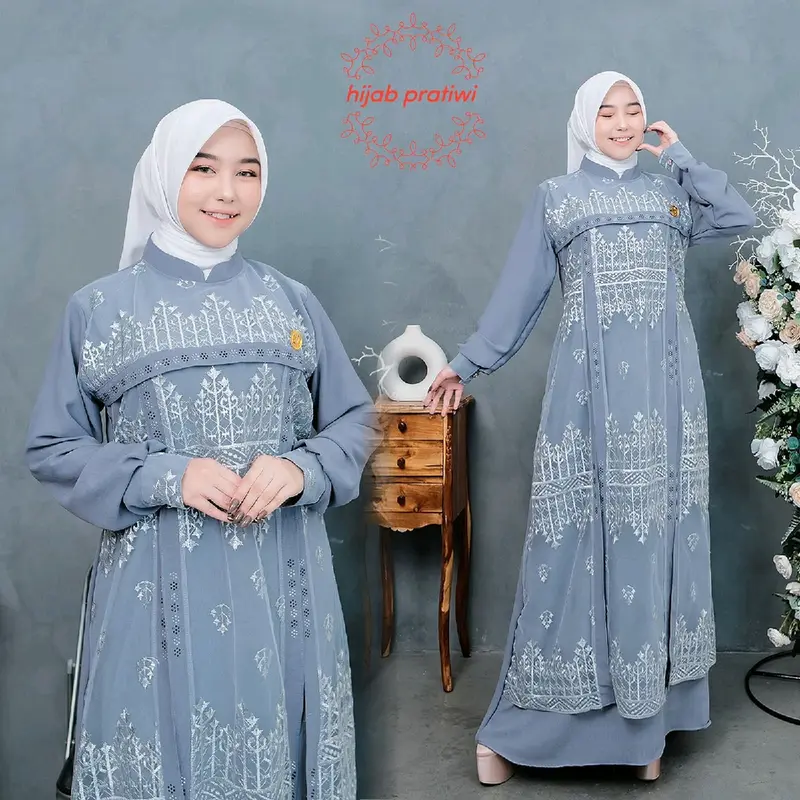 Hijab Pratiwi - Nazwa Dress Gamis Cringkel Mix Brokat Sapto Terbaru Gamis Kondangan Elegan Gamis Viral kekinian modern gamis lebaran 4