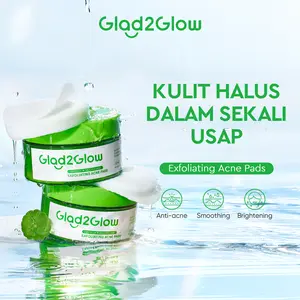 [BPOM] Glad2Glow Exfo Acne Pads Centella Salicylic Acid Exfoliating Wajah Anti acne jerawat Mencerahkan dull skin sensitif serum membantu mencerahkan clean melembutkan BHA AHA Acid Glycolic Kotoran Lactic calm Mengelupas Muka Pencerah Niacinamide mask