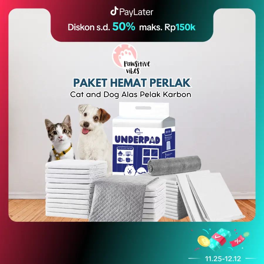 Pawsitive Vibes PAKET HEMAT ALAS PERLAK KARBON Anjing Kucing Isi 10 PCS - Alas Pipis Anjing Kucing Sekali Pakai - Dog Cats Training Pad Underpad Fiber Carbon - Paket Murah Alas Perlak Hewan Peliharaan/Anabul Isi 10 Pcs