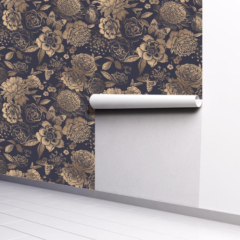 Retro Flower Pattern Wallpaper, 1 Count Removable Self-adhesive Wallpaper, Vintage Design Decorative Wallpaper For Living Room Bedroom Kitchen 7
