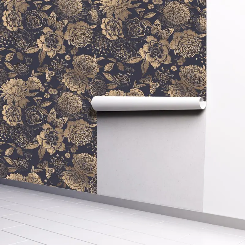 Retro Flower Pattern Wallpaper, 1 Count Removable Self-adhesive Wallpaper, Vintage Design Decorative Wallpaper For Living Room Bedroom Kitchen 7