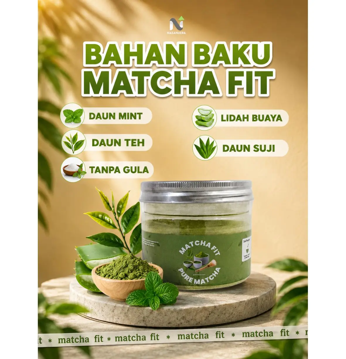 Matcha Fit – Minuman Bubuk Matcha Organik Herbal dengan Serat Prebiotik & Serat Alami