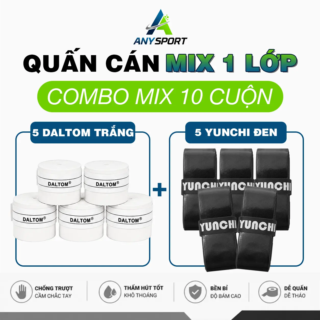 COMBO 5 DALTOM TRẮNG - 5 YUNCHI ĐEN