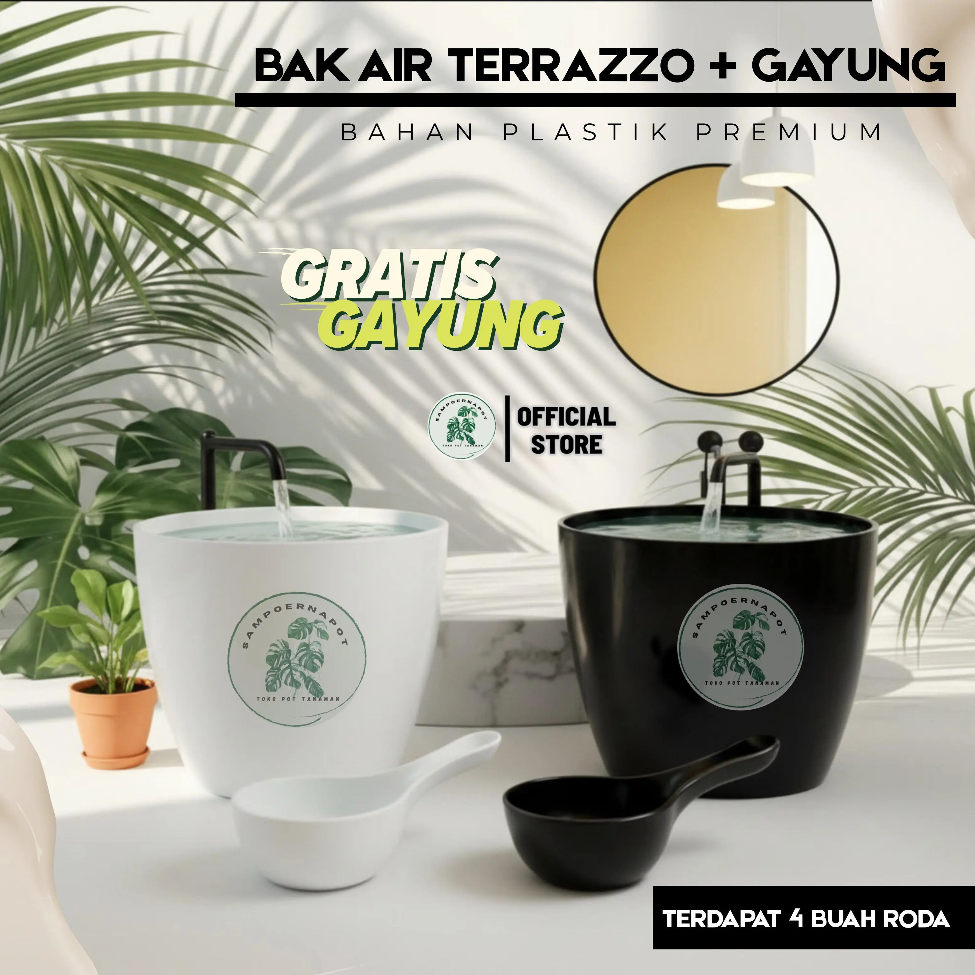 Bak Mandi Estetik Terazzo Lovenia 40 | Bak Mandi Modern Motif Keramik Polos Roda + Gratis Gayung