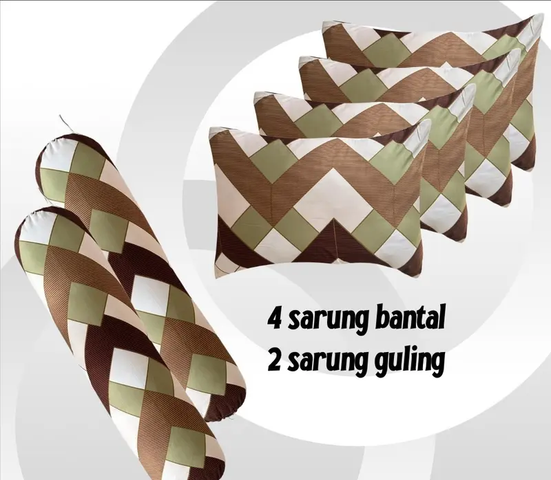 Sarban sargul isi 6pcs 4 sarung bantal dan 2 guling motif kotak kotak terbaru bahan katun halus 4