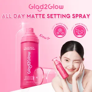 【LIVE ONLY】Glad2Glow All Day Matte Setting Spray-Face Mist Dengan Niacinamide Allantoin Peach Flower Extract Pengunci Makeup Tahan Lama Oil Control Anti Minyak Smudgeproof Kulit Berminyak Jerawat Pori Besar Matte Instan Vegan Cruelty Free