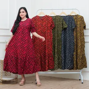 Daster Model Rampel LD 120 Rayon Premium Grade A Busui Resleting Depan Dress Panjang Bumil Motif Kombinasi Wanita