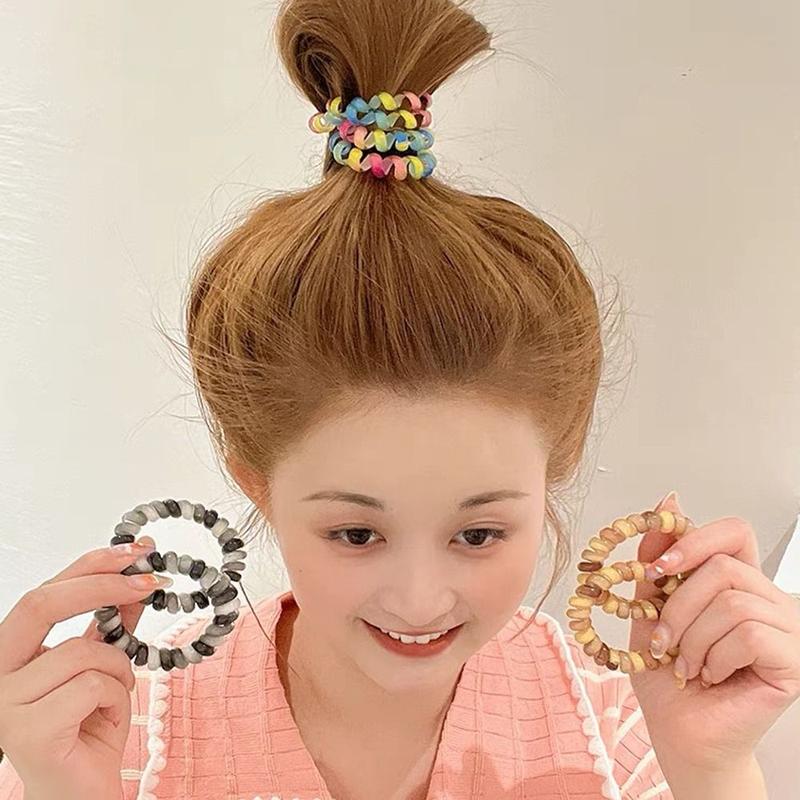 Janpanese Hair Tie Stretch Spiral Cord Hair Ring Headwear Hair Rope Elastic Hair Tie Multicolor Scrunchies Multicolor Telephone Wire Hair Accessories 4