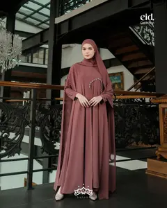 Gamis Payet Mutiara Terbaru Abaya Luna Arabian Bahan Ceruty Baby Doll Outfit Kekinian Wanita Muslim 2025