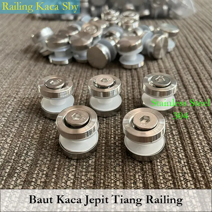 BAUT KACA JEPIT TIANG RAILING TANGGA STAINLESS STEEL