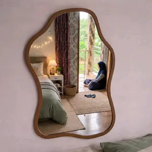 kaca cermin aestetik-kaca gantung tempel.putih,coklat,hitam 40x60