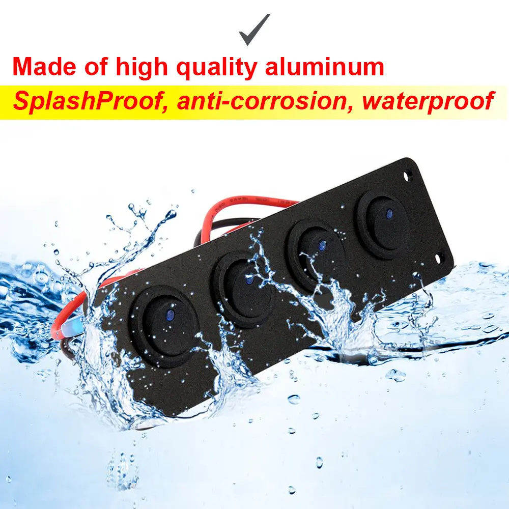 12V 1-4 Gang Universal Toggle Switch Panel USB Car Boat Marine RV Truck Blue LED Styling Accessories Marine Rocker Switch