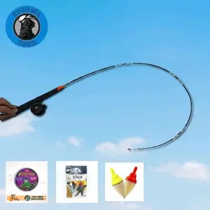 Joran Wader Super Lentur Minimalis 100cm dengan Kail Senar Pelampung dan Reel Tokos Cocok untuk Memancing Ikan Kecil