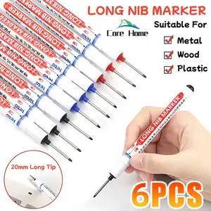 6Pcs Spidol Pertukangan Nib Marker Alat Tulis Penanda Spidol Long Nib Head Marker Multifungsi COD