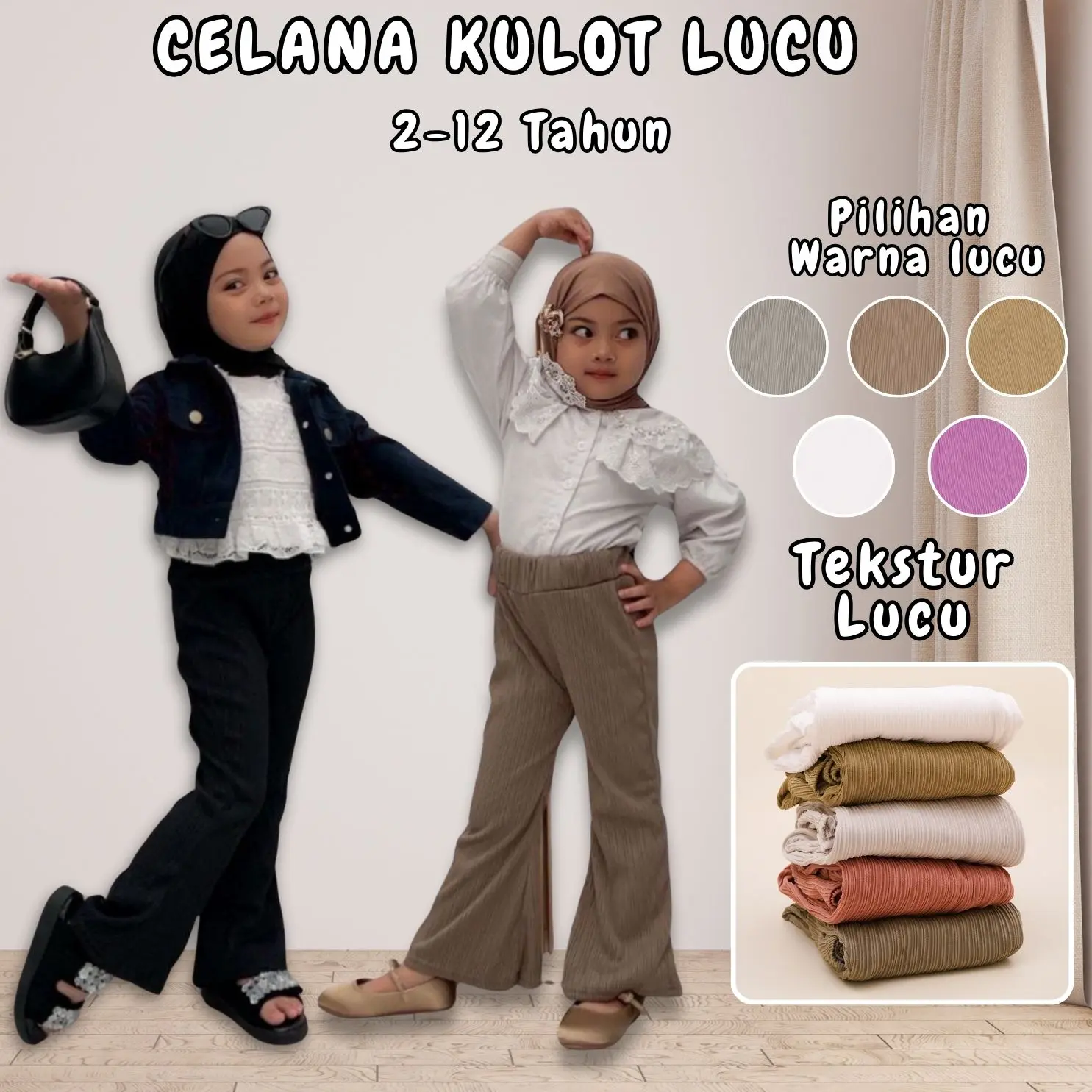 Celana Kulot Anak Perempuan 2-15 Tahun / Kulot Knit Premium Cutbray / Celana Panjang dan Cutbray Anak Perempuan / Bawahan Anak Cewek Unik