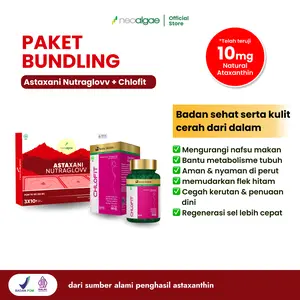 [PAKET BUNDLING] PAKET ASTAXANI X CHLOFIT - Natural Astaxanthin 10 mg - Nutrisi Alami Mencerahkan Memudarkan Flek Hitam Mencegah Penuaan Dini Pada Kulit [BPOM & HALAL]