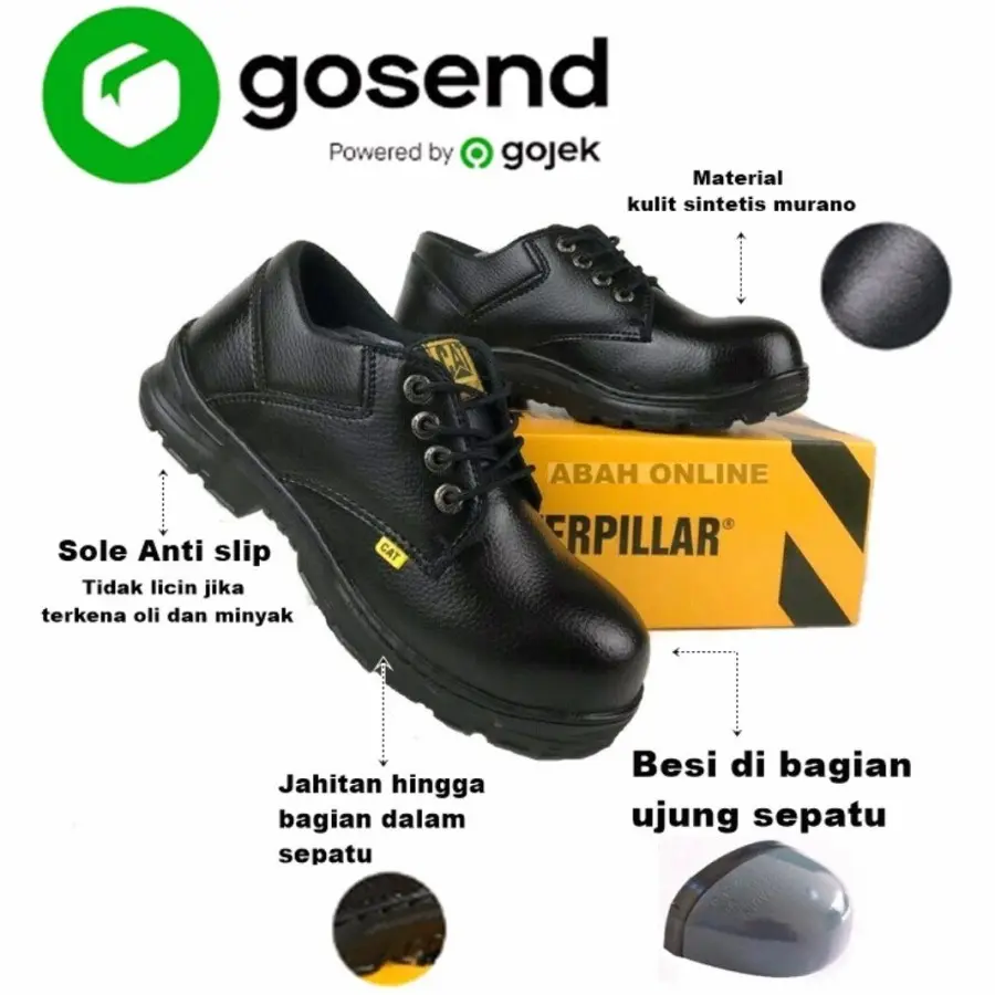 Safety safety sepatu safety pria pendek ujung besi kulit jeruk kerja lapangan proyek Safety