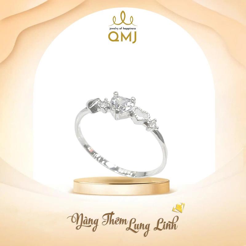  QMJ STORE - Q401 NHẪN TIM GLOWIE LOVE bạc chuẩn 925 cao cấp 