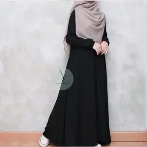 Gamis Abaya Polos Mewah Lengan Karet Wolpis premium Lembut Wanita remaja aesthetic simple Wolfis premium ukuran S M L XL XL / Long Dress Gamis Wanita muslim Santri putri Kekinian Pesta Kondangan Dewasa Syari Lebaran Hitam Maxi