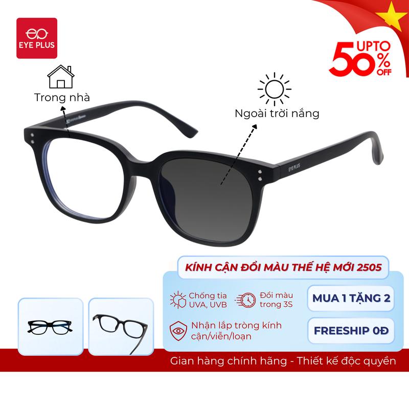 Kính Cận Toàn Diện Dáng GM Siêu Nhẹ Cho Nam Nữ Eye Plus 2505 Gọng Kính Nhựa TR90 Chắc Chắn, Form Mắt Tròn 6 Màu, Kính Mắt Kiểu Dáng Thời Trang Unisex Hiện Đại