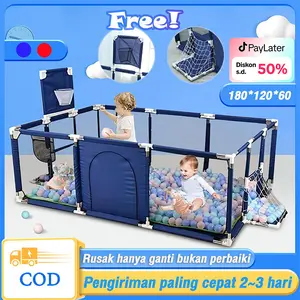 [COD] Anak-Anak Bayi Boks Pagar Kolam Renang Taman Bermain Bermain Bola Bayi Mandi Pagar Pengaman Anak Playpen Playmat Playpen Boks lateks gratis abu-abu teran120*180 tidak tidak rumah baby
