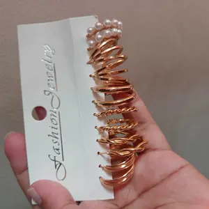 Vary Vase Korea Kepribadian Elegan Anting-Anting Persegi Emas Perak Perak Anting-Anting Bulat Mutiara  5-6 Pcs Set  Aksesoris Perhiasan Wanita  Paduan Perak anting  titanium  wanita