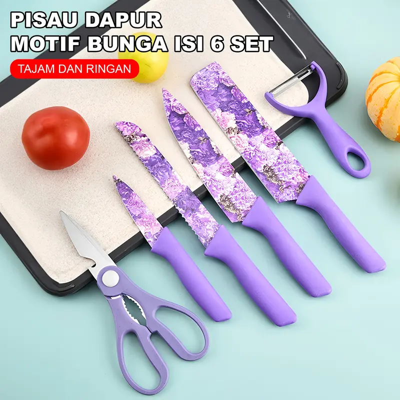 Kitchen knife Set 6in1/Pisau set lengkap / Pisau Dapur Set 6 in 1 Bahan Stainless Steel / Great Ceramic Knife Set pisau corak Kitchenware 0
