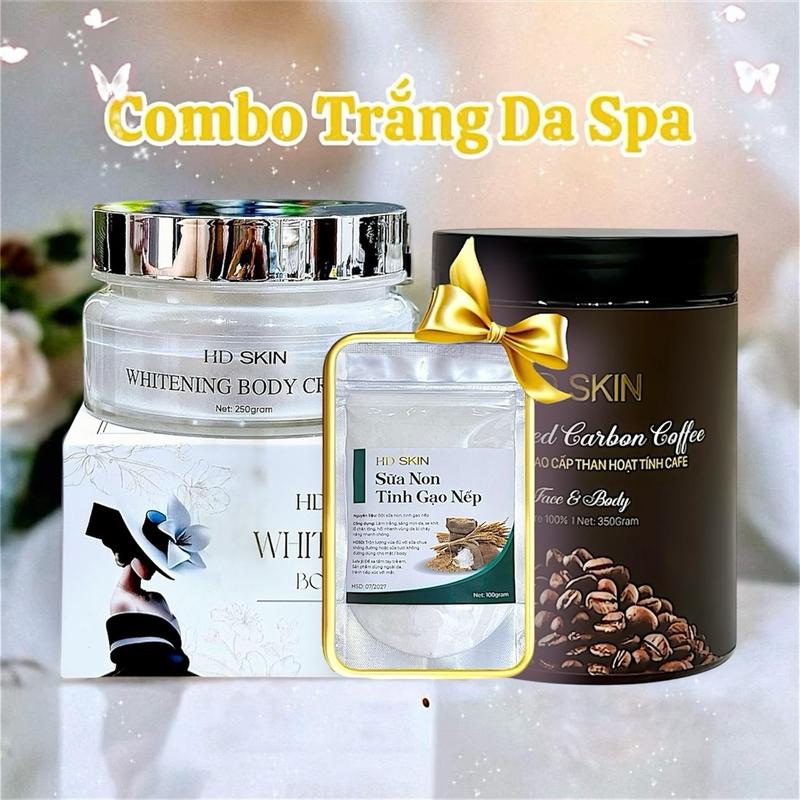 Combo Kem Body 250Gram Bản Nâng Cấp + Bột Tắm Trắng Than Hoạt Tính Cafe 350g Tặng Sữa Non Tinh Gạo Nếp 100g trắng da ttbc