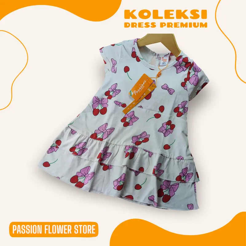 DRESS ANAK PEREMPUAN PREMIUM LENGAN PENDEK BY PASSION FLOWER  Anak-Anak USIA 1-8 TAHUN Katun 7