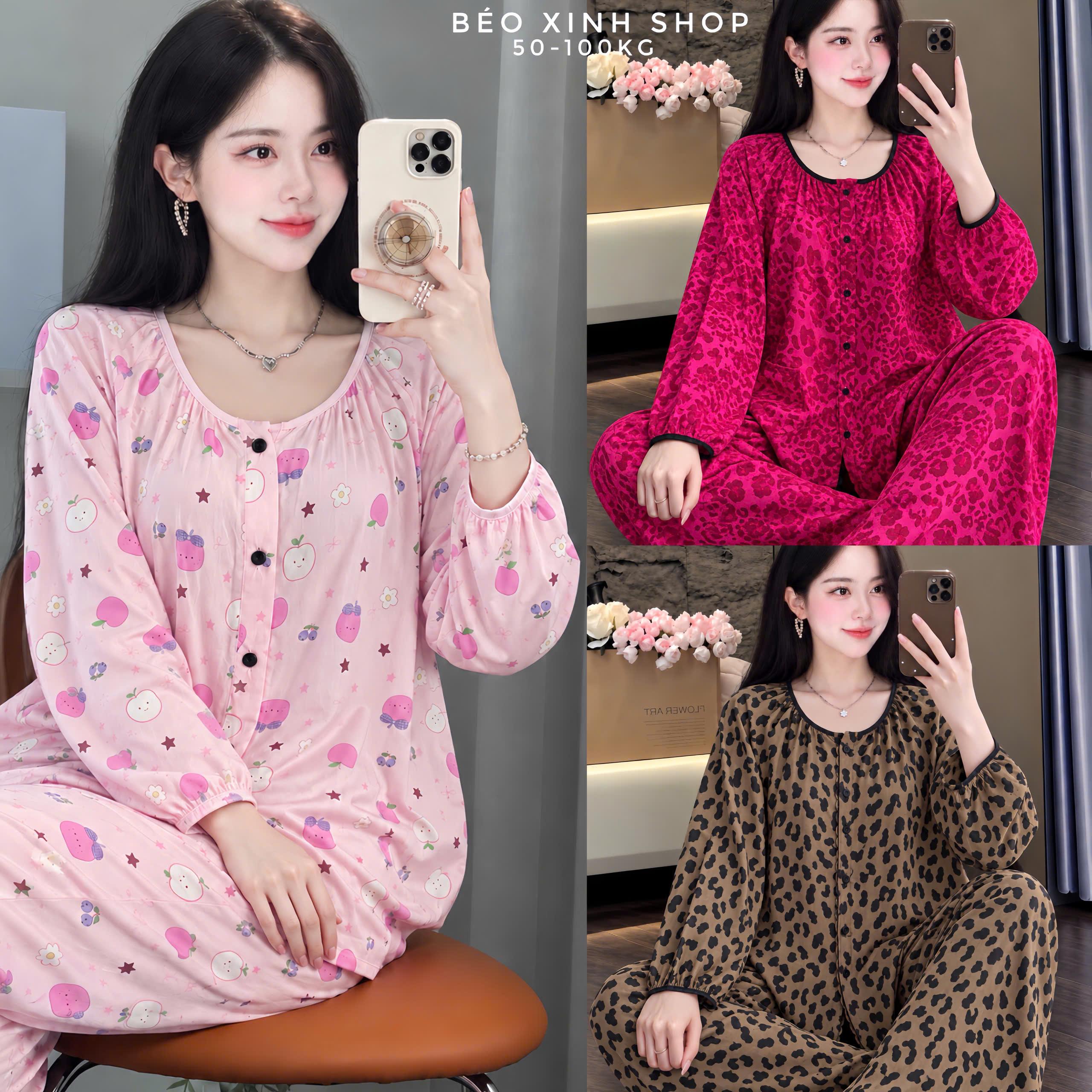 Đồ Bộ - Đồ Ngủ Tay Dài Phom Baby Doll Vải Tole L1 2 Da Có Bigsize 50-100Kg - A.5664