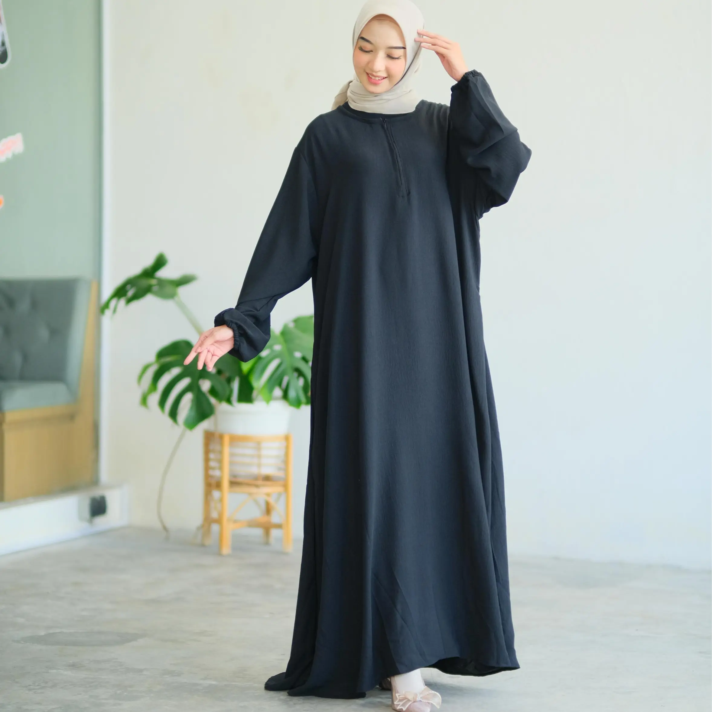 Wive Gamis Crinkle Super Jumbo Ld 150 130 Baju Ootd Muslim Busui Terbaru Mewah Crinkle 6l 6xl Airflow Dress Kantong Karet