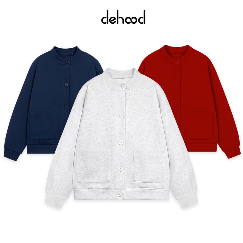 Áo khoác Cardigan trơn Local Brand Dehood chất Nỉ cotton 2 da Unisex basic Nam Menswear Jacket Baggy
