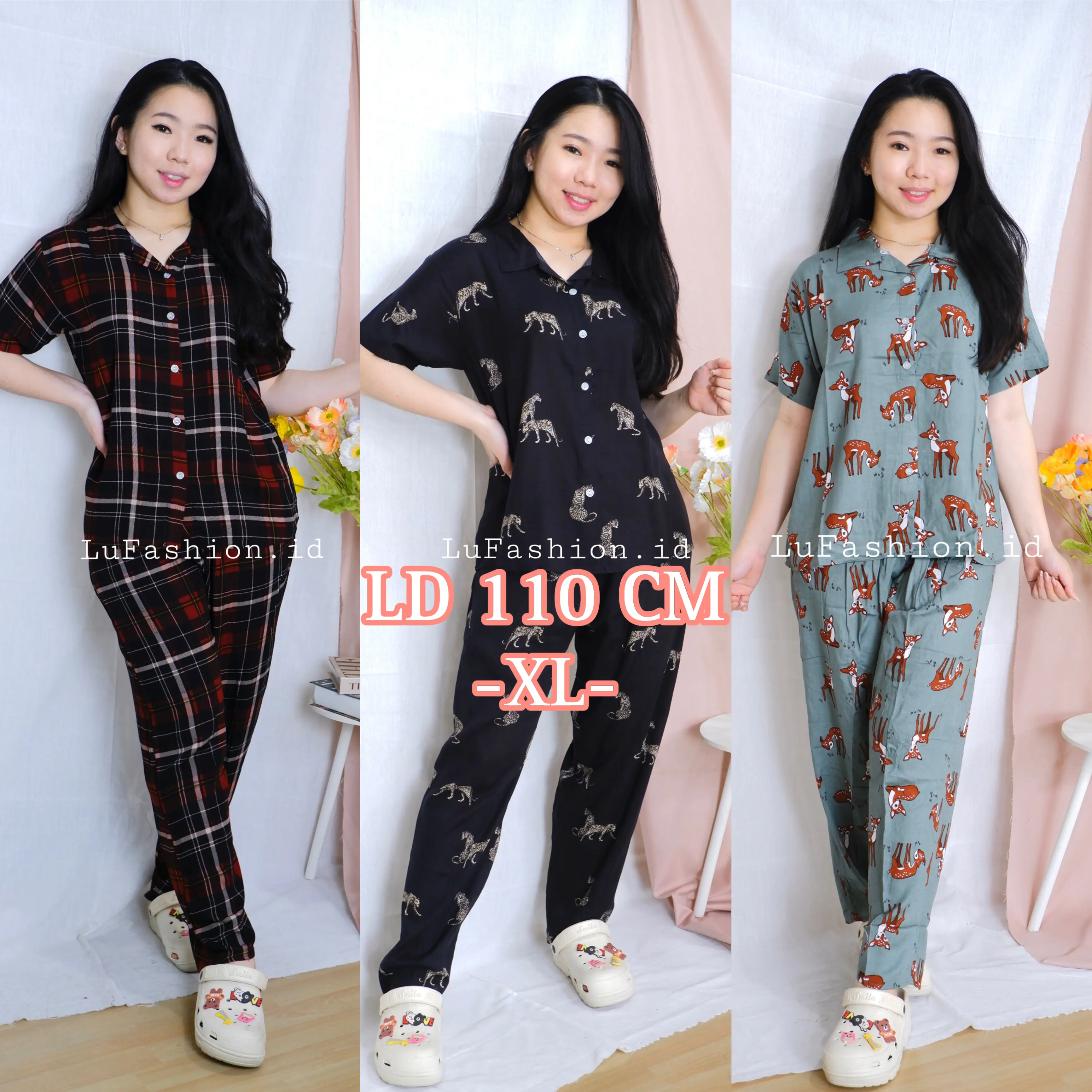 PIYAMA LD 110 cm FIT TO XL | PIYAMA Lengan Pendek Celana Panjang