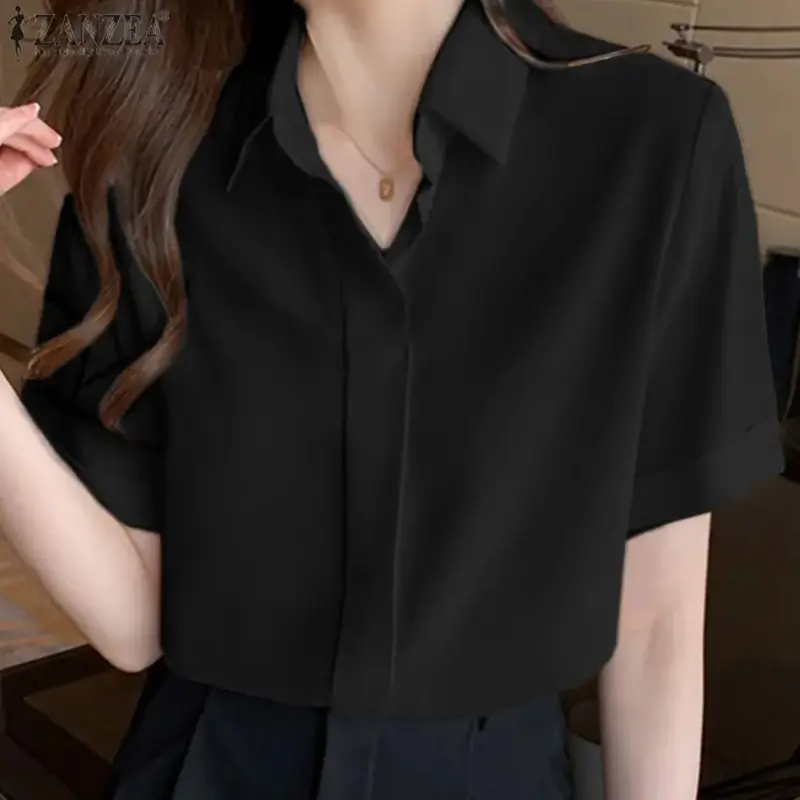 Atasan Kemeja Lengan Pendek Wanita Formal dan Non Formal - Baju Cewek 3