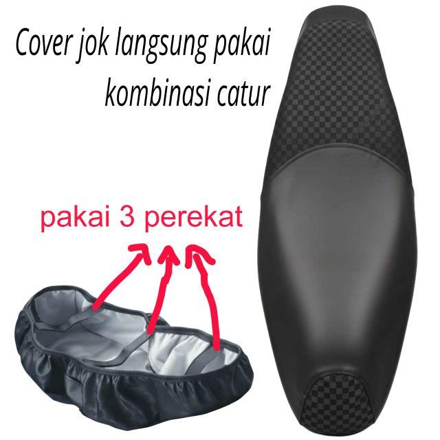 Sarung Jok Motor Kombinasi Langsung Pakai Anti Cakar Kucing Bahan Kulit Premium Amplas Jeruk Catur3D Anti Air Anti Rembes untuk Motor Anda