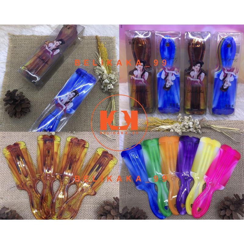 SISIR SERIT KUTU RAMBUT GAGANG PLASTIK WARNA WARNI / SISIR SERIT PLASTIK / SERIT KUTU BAHAN PLASTIK 0