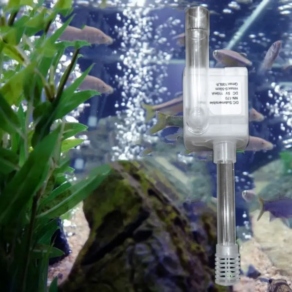 Aquarium Submersible Pump USB Small Submersible Pump Suction Cup Plastic Mini Water Pump Ultra Quiet 1W Water Fountain Pump Fish Tank