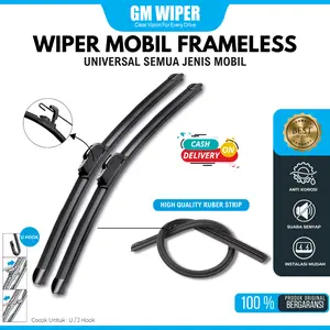 Wiper Mobil Frameless Sepasang Kiri dan Kanan Tanpa Rangka Besi Model Soft Wiper Blade Karet Kaca Depan Universal